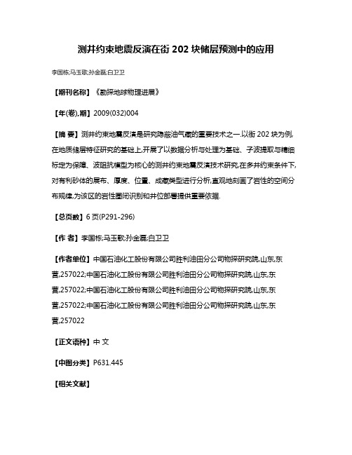 测井约束地震反演在街202块储层预测中的应用