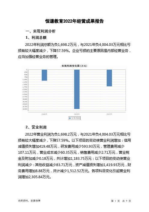 837138恒谦教育2022年经营成果报告