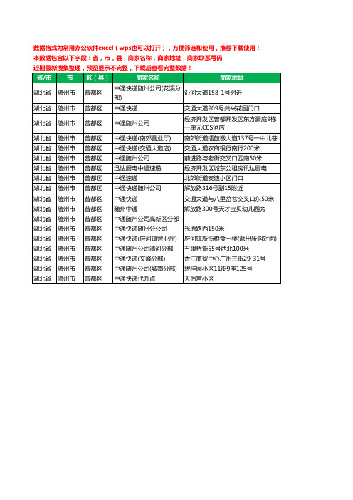 2020新版湖北省随州市曾都区中通快递工商企业公司商家名录名单联系电话号码地址大全18家