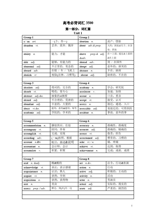 高考英语必背词汇3500.