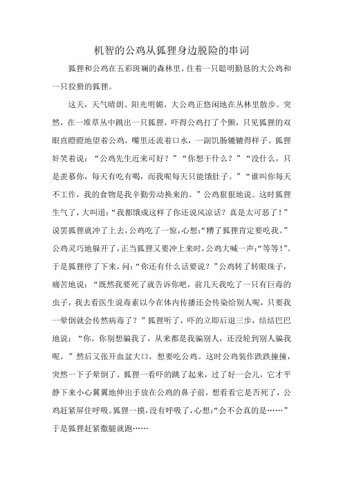 机智的公鸡从狐狸身边脱险的串词