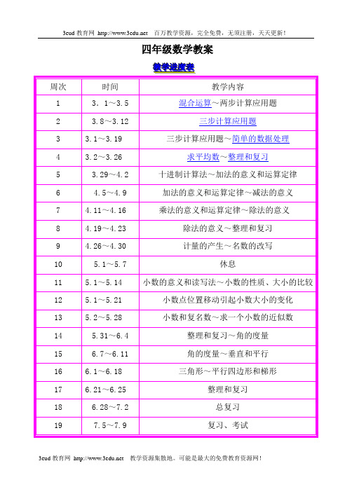 四年级数学小学数学第八册教案[人教版]