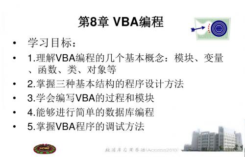 数据库应用基础Access 2010第8 章 VBA