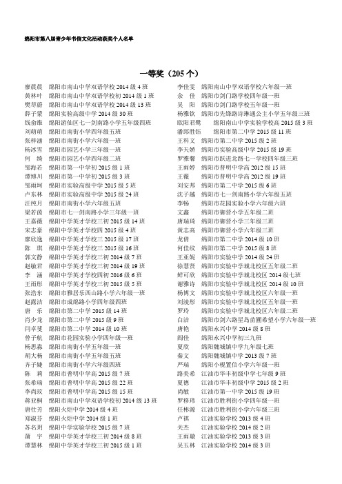 一等奖(205个)