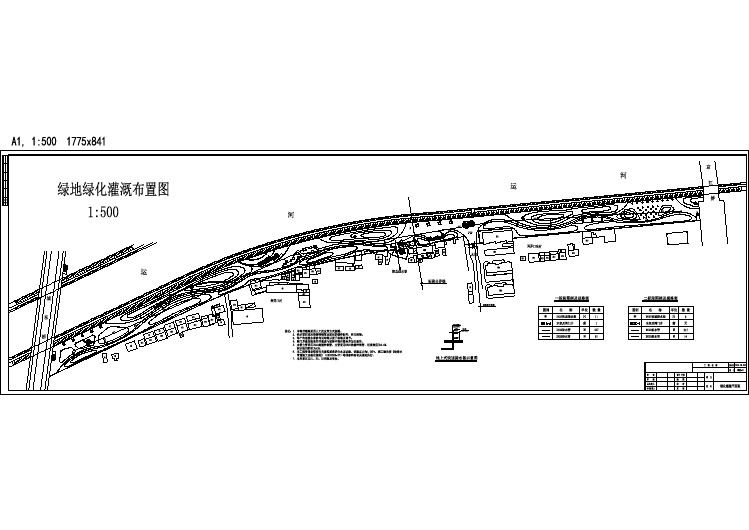 某湖滨公园绿化灌溉布置cad设计图