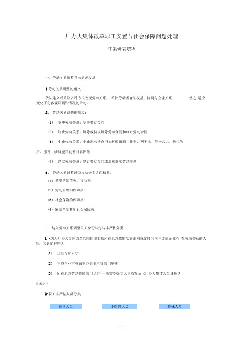 2015厂办大集体改革职工安置与社会保障问题处理