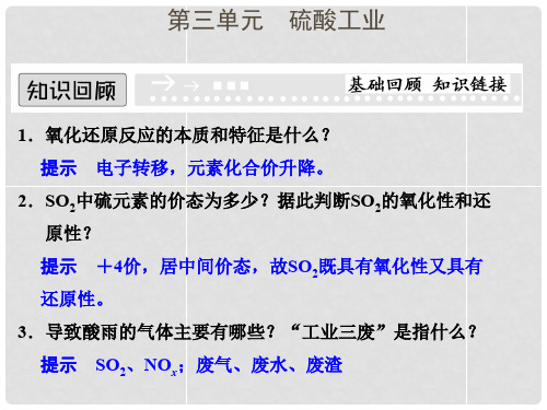 高中化学 专题二 从自然资源到化学品 2.3 硫酸工业课