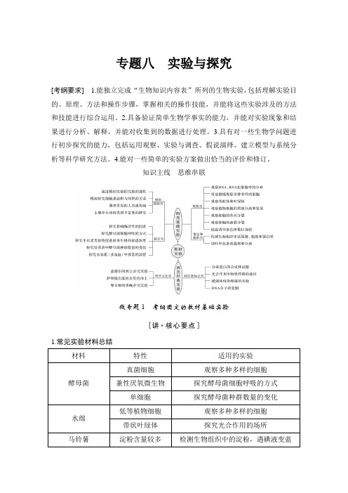 2020高考生物二轮全国1卷专题八 实验与探究