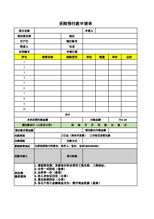 采购付款申请表(模板)