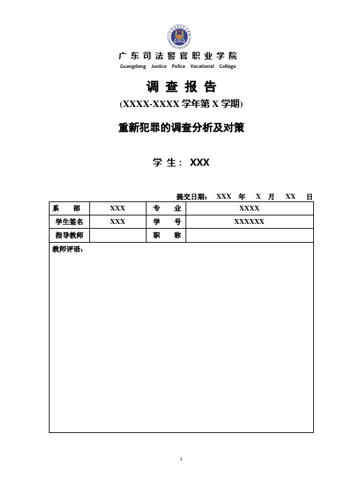 调 查 报 告(重新犯罪)