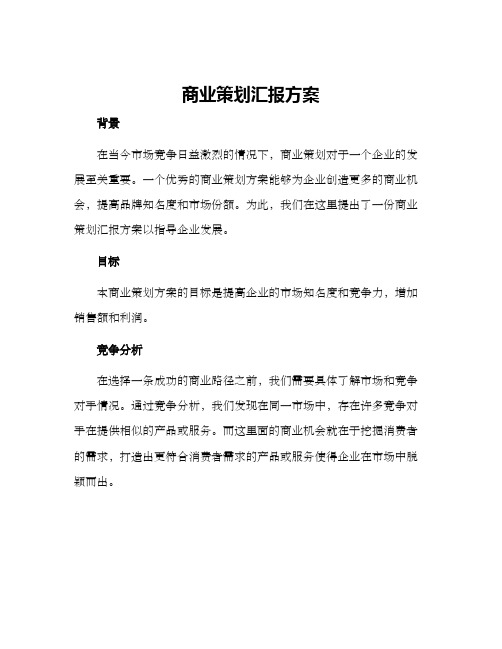 商业策划汇报方案