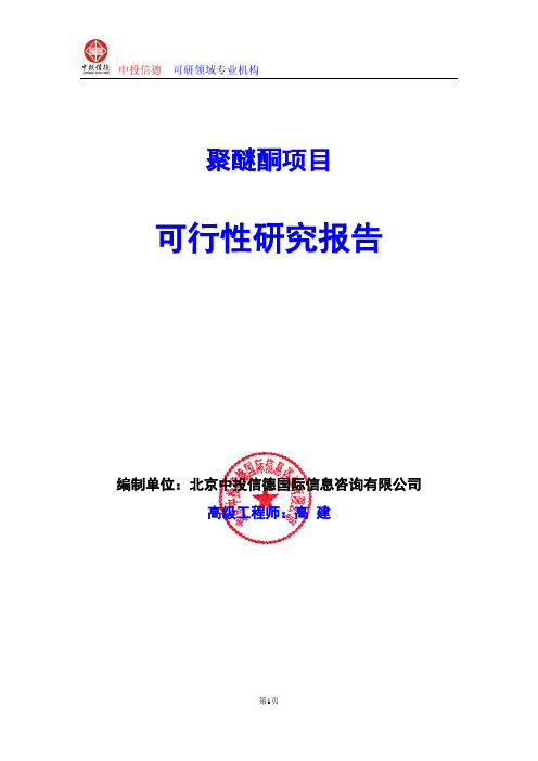 聚醚酮项目可行性研究报告编写格式及参考(模板word)