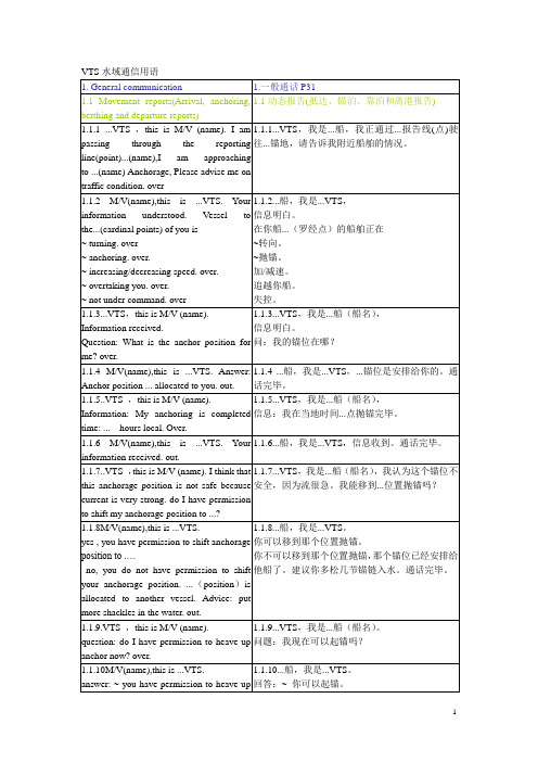 VTS水域通信用语