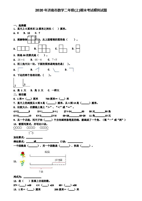 2020年济南市数学二年级(上)期末考试模拟试题