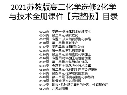 2021苏教版高二化学选修2化学与技术全册课件【完整版】