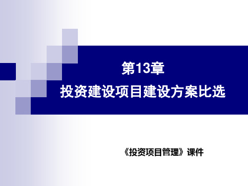 第13章-投资建设项目建设实施方案比选