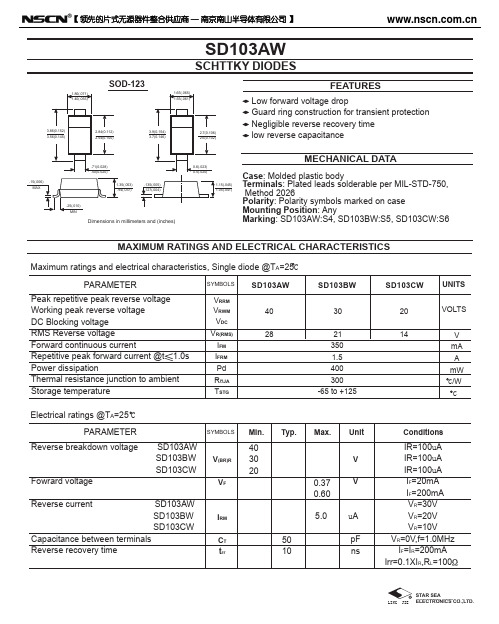 SD103AW肖特基二极管