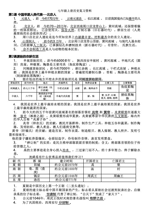 新人教版七年级历史上册期末复习资料