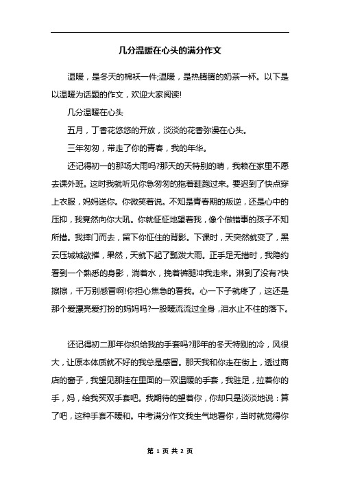 几分温暖在心头的满分作文