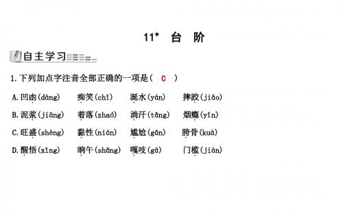 2018-2019学年人教部编版七年级语文下册习题：11 台 阶 (共14张PPT)