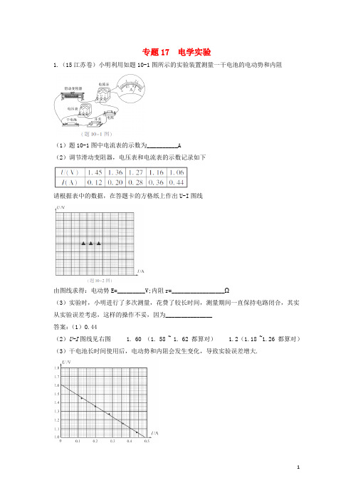 高三物理一轮复习 专题17 电学实验(含高考真题)