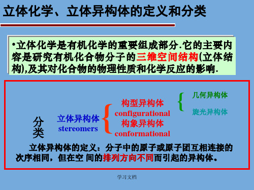 立体化学、立体异构体的定义和分类