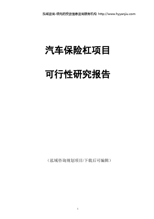 汽车保险杠项目可行性研究报告