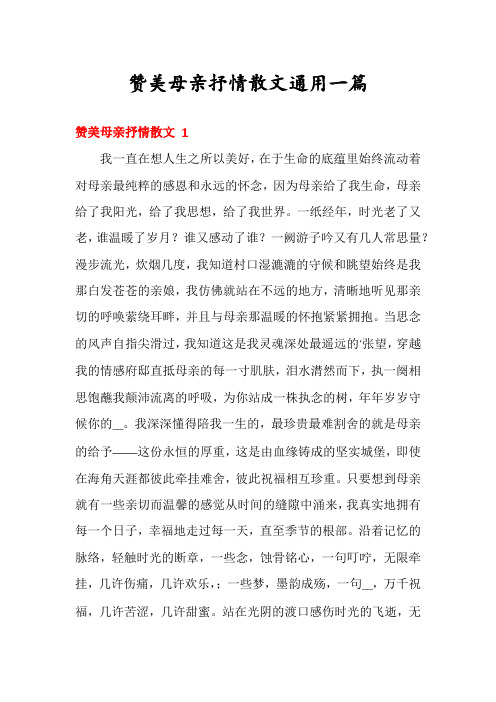 赞美母亲抒情散文通用一篇