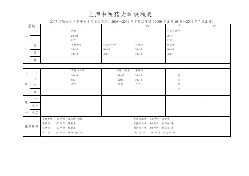 上海中医药大学课程表