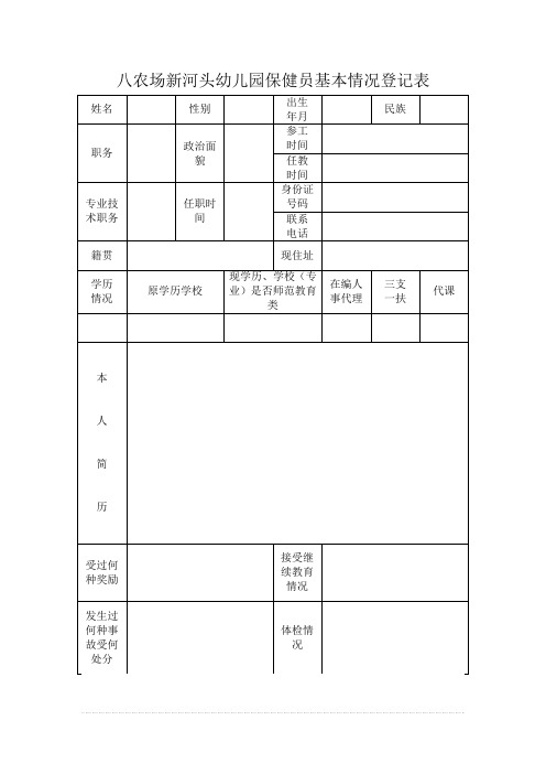 幼儿园保健员基本情况登记表.doc