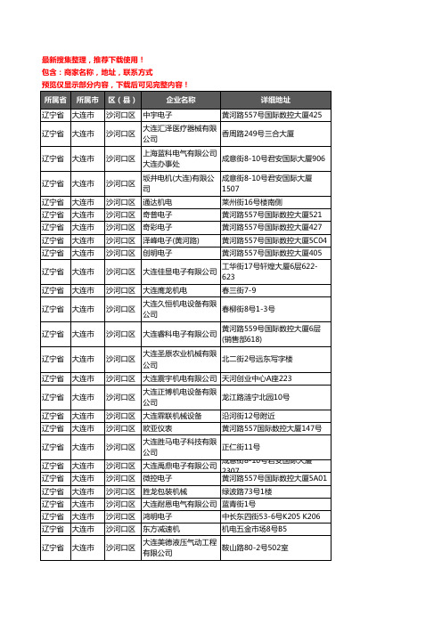 新版辽宁省大连市沙河口区机械机电企业公司商家户名录单联系方式地址大全48家