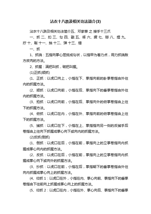 沾衣十八跌及相关功法简介（3）