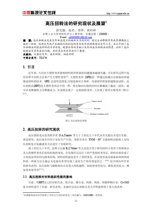 高压扭转法的研究现状及展望