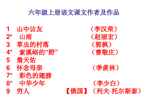 六年级上册语文课文作者及作品