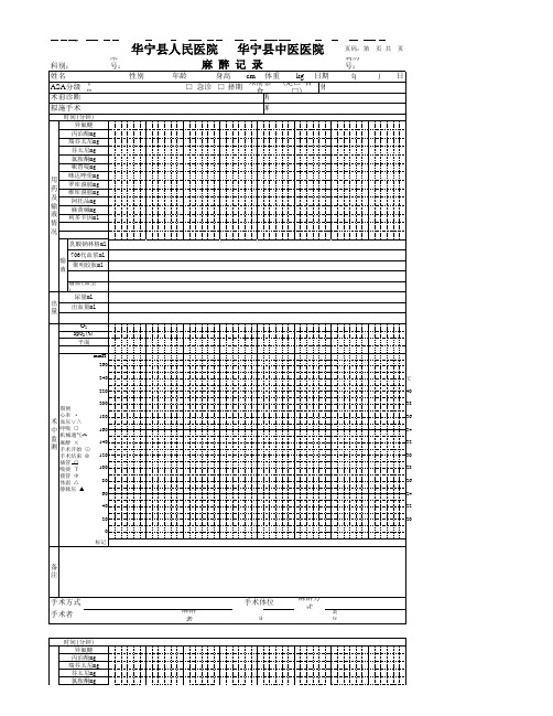 麻醉记录单(最新版)