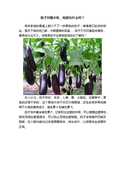 茄子尽量少吃，知道为什么吗？