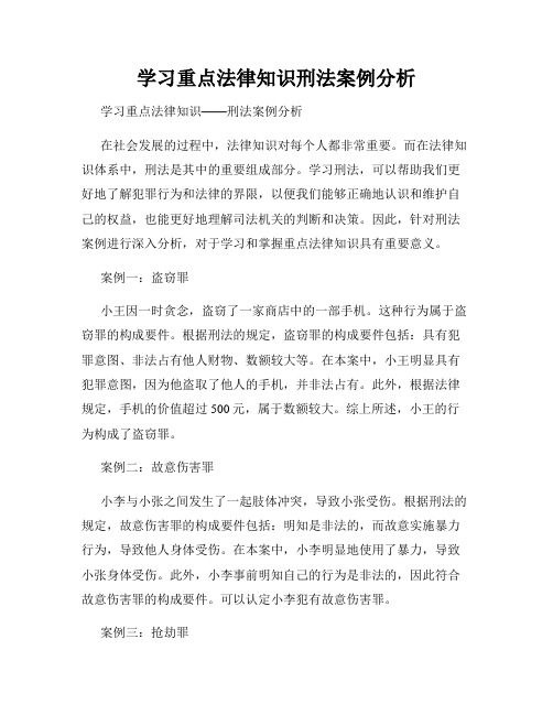 学习重点法律知识刑法案例分析