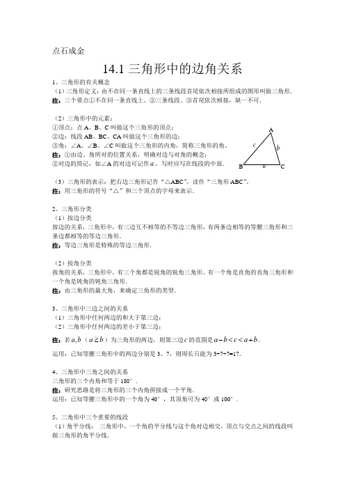 14.1三角形中的边角关系