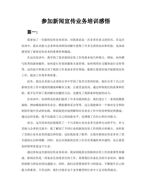 参加新闻宣传业务培训感悟五篇