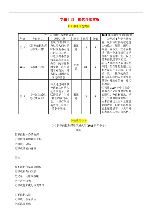 贵阳专版中考语文总复习第2部分阅读专题14现代诗歌赏析习题1 535
