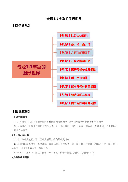 【北师大版】七年级数学上册专题1.1丰富的图形世界精讲精练(解析版)