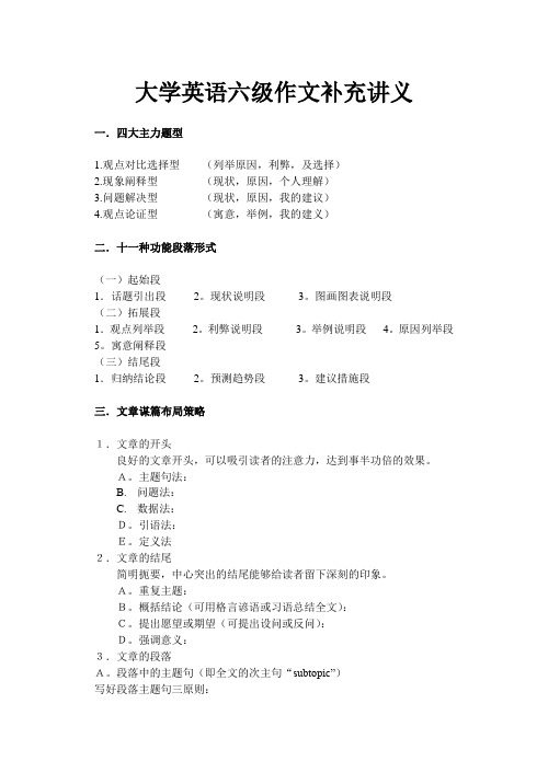 大学英语六级作文补充讲义