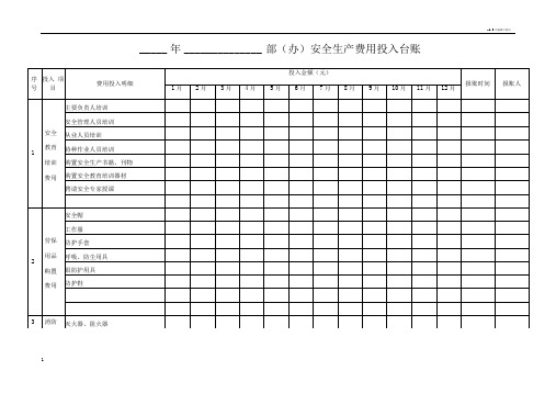 安全生产费用投入台账(模版)