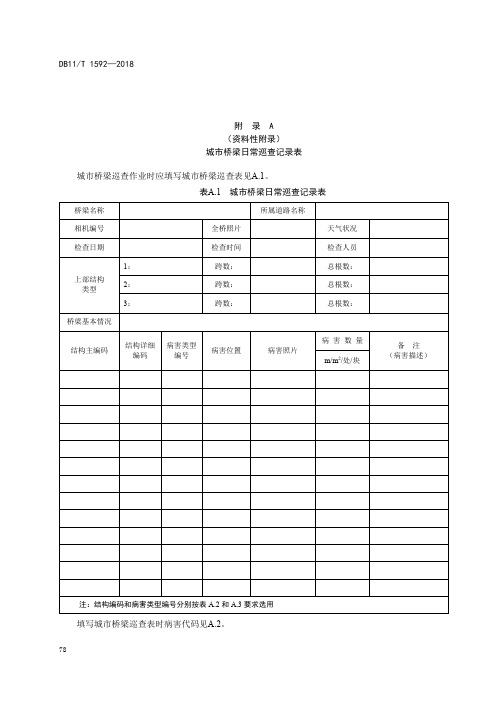 城市桥梁日常巡查记录表