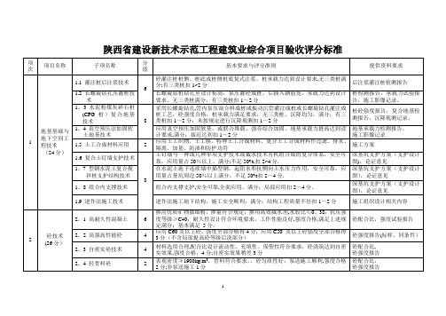 陕西省建设新技术示范工程项目验收评分标准