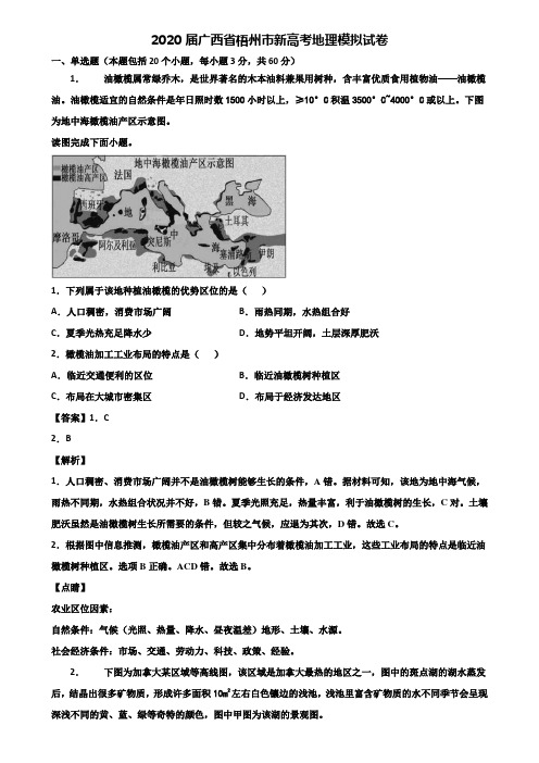 2020届广西省梧州市新高考地理模拟试卷含解析