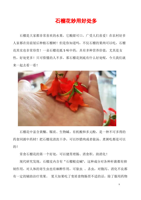石榴花妙用好处多