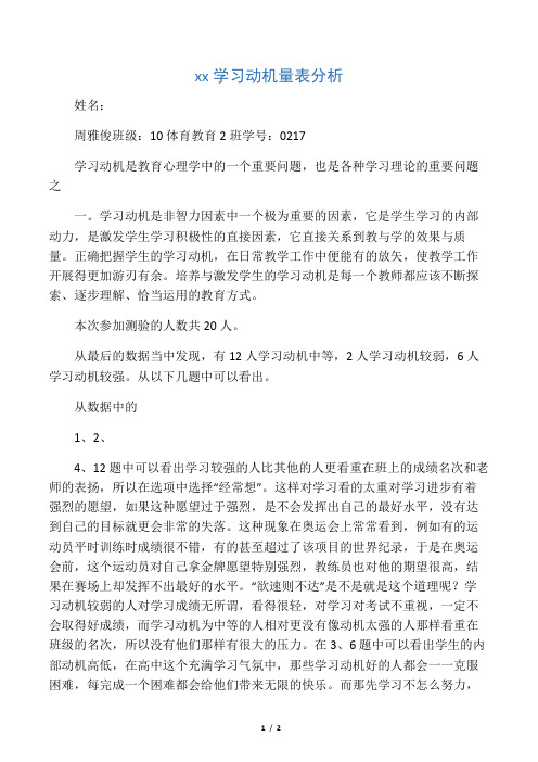 学习动机量表分析