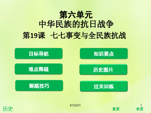 八年级历史上册 第六单元 中华民族的抗日战争 第19课 七七事变与全民族抗战(课堂精讲)课件 新人教版