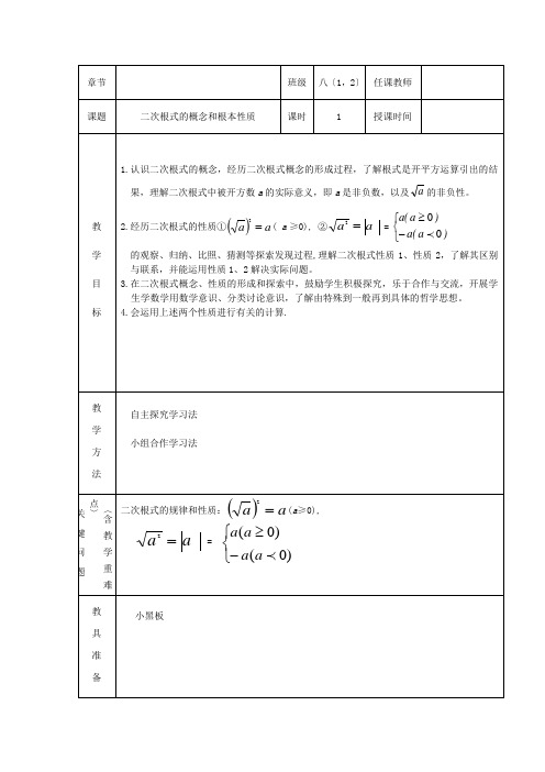 《二次根式》word教案 (公开课获奖)2022沪科版 (0)